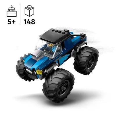 LEGO 60402 City Le Monster Truck Bleu - Jouet Camion Tout-Terrain Fun!