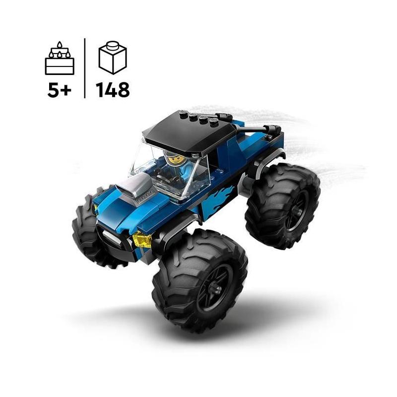 LEGO 60402 City Le Monster Truck Bleu - Jouet Camion Tout-Terrain Fun!