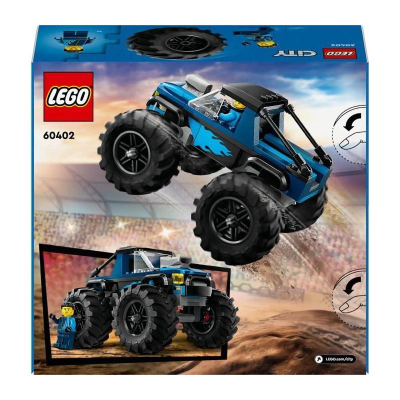 LEGO 60402 City Le Monster Truck Bleu - Jouet Camion Tout-Terrain Fun!