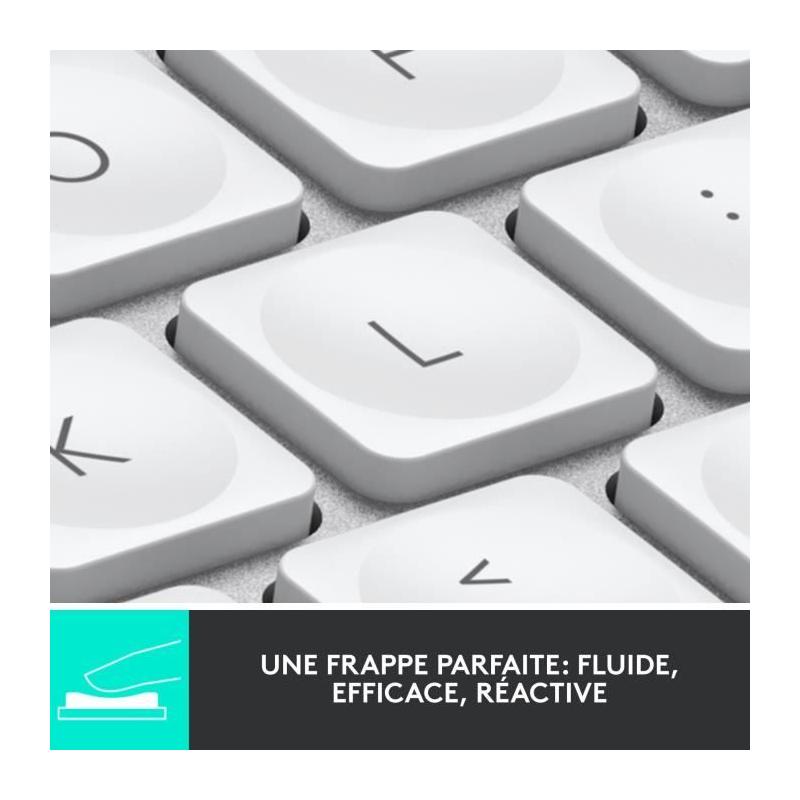 Clavier Logitech MX Keys Mini - Sans fil - Rétroéclairé - Gris clair