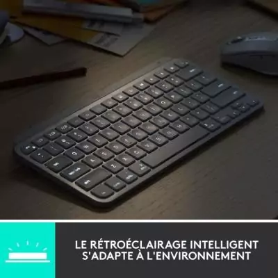 Clavier Logitech MX Keys Mini - Sans fil - Rétroéclairé - Gris clair