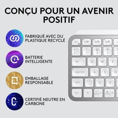 Clavier Logitech MX Keys Mini - Sans fil - Rétroéclairé - Gris clair