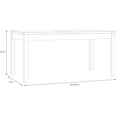 Table à manger extensible synchronisée - COMO Chene - 160/207 x 90 x 76,6 cm