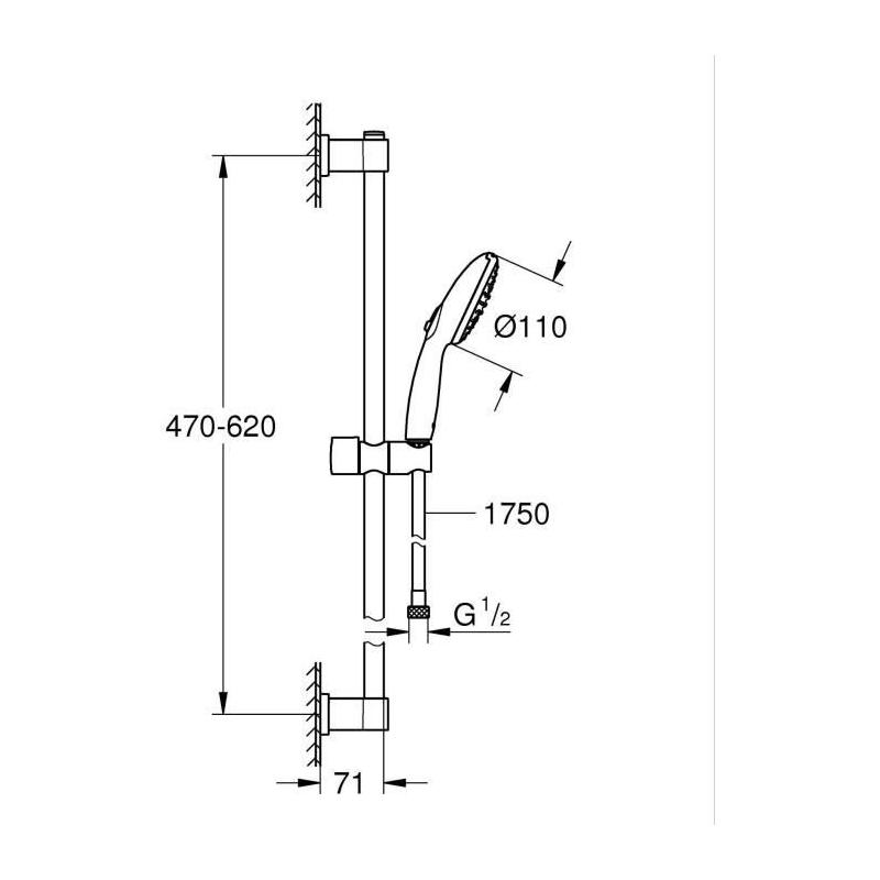 Ensemble de douche GROHE Vitalio Start 110 - Noir et économie d'eau