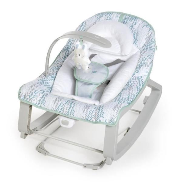 INGENUITY Transat bébé bascule évolutif 3-en-1 Keep Cozy -Spruce- 3 Positions: arche avec jouets peluches amovible, 0 a 30 mo