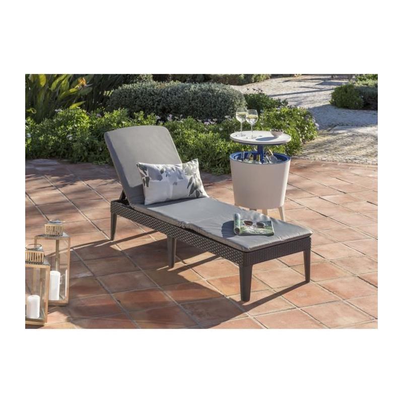 Bain de soleil en résine imitation rotin tressé - Gris - Allibert by KETER