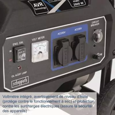 Groupe électrogène SCHEPPACH SG3200x - Puissance max 2800W - Essence - Bleu Groupe électrogène SCHEPPACH SG3200x - Puissance max 2800W - Essence - Bleu