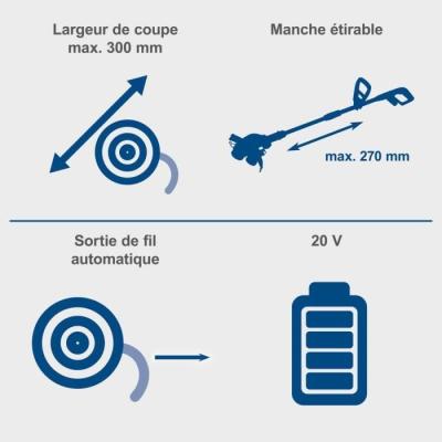 Coupe-bordures sans fil C-LT300-X - télescopique + 2 en 1