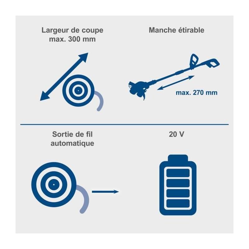 Coupe-bordures sans fil C-LT300-X - télescopique + 2 en 1