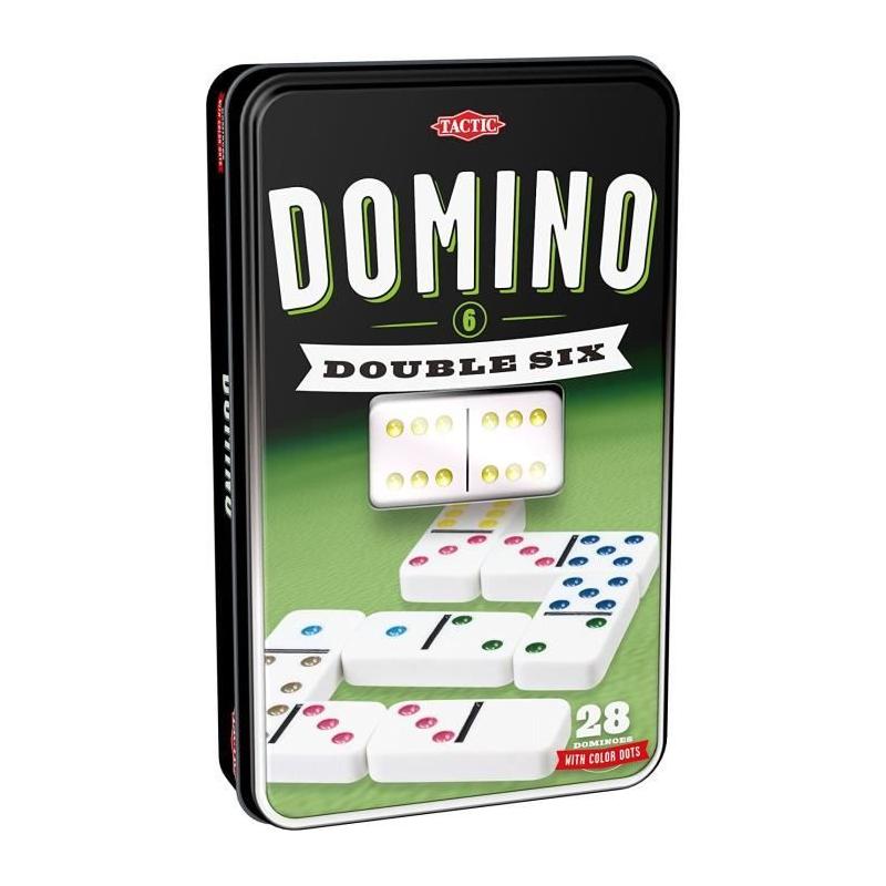 Domino TACTIC Double 6 en boîte métal - Jeu pour Enfants de 5 ans et +