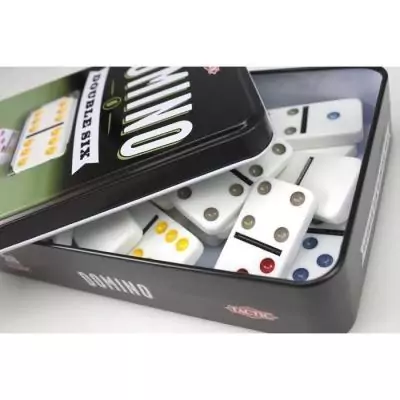 Domino TACTIC Double 6 en boîte métal - Jeu pour Enfants de 5 ans et +