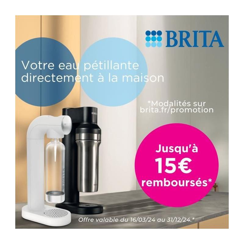 Ensemble BRITA sodaTRIO blanche avec bouteilles en verre et acier inoxydable