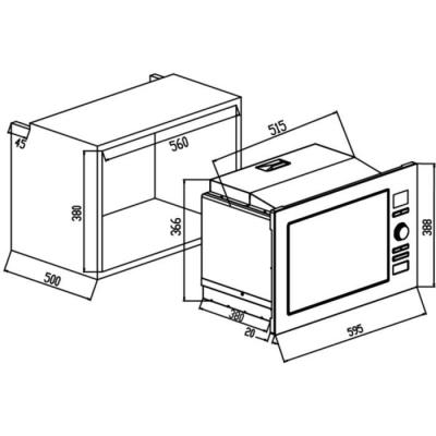 Micro-ondes grill encastrable Continental Edison 25L Noir