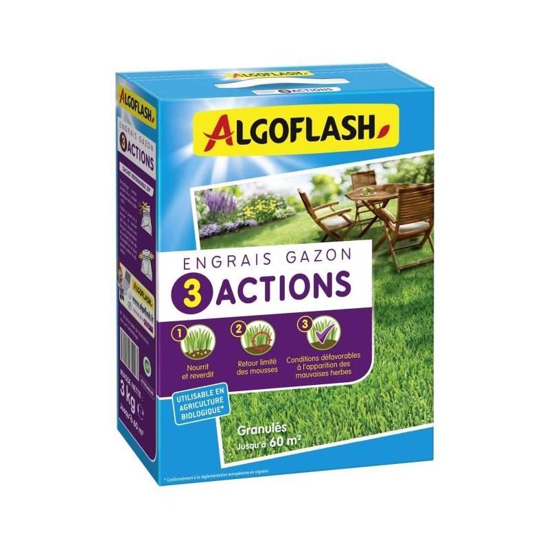 Engrais Gazon AlgoFlash Naturasol - 3 Actions - 3 kg