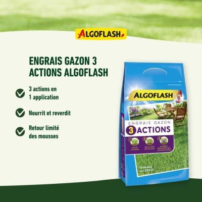 Engrais Gazon AlgoFlash Naturasol - 3 Actions - 3 kg