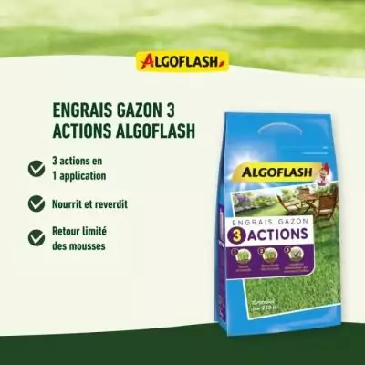 Engrais Gazon AlgoFlash Naturasol - 3 Actions - 3 kg
