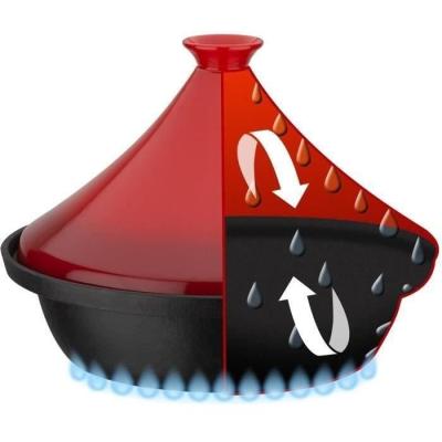 Faites mijoter vos plats avec style grâce à Tajine fonte massive - GSW - 30 x 22 cm - Rouge