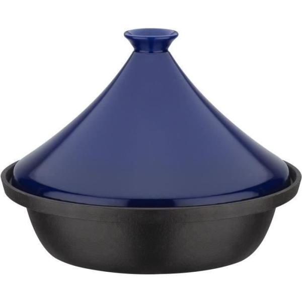 Tajine fonte massive - GSW - 30 x 22 cm - Couvercle céramique - Induction - Bleu