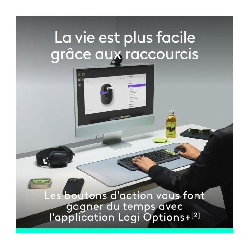 Souris sans fil Logitech Pop Mouse - Lilas - Compacte et colorée