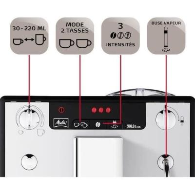 Machine à Café Melitta Solo & Milk - Argent, Compact et Performant