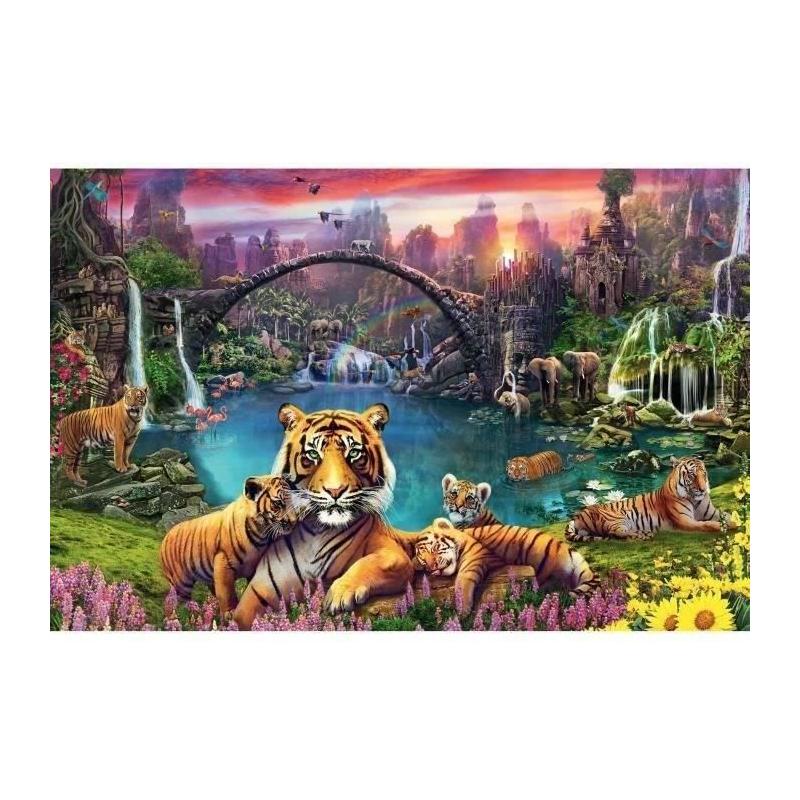 Puzzle 3000 pièces Tigres au lagon, un défi pour adultes!