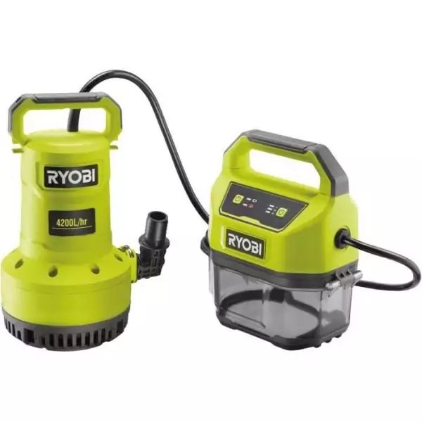 RYOBI - Pompe d'évacuation 18V - 4 200 l/h - immersion maxi. 5 m - IPX7 - minuterie 3 réglages - vendue sans batterie - RY18SP
