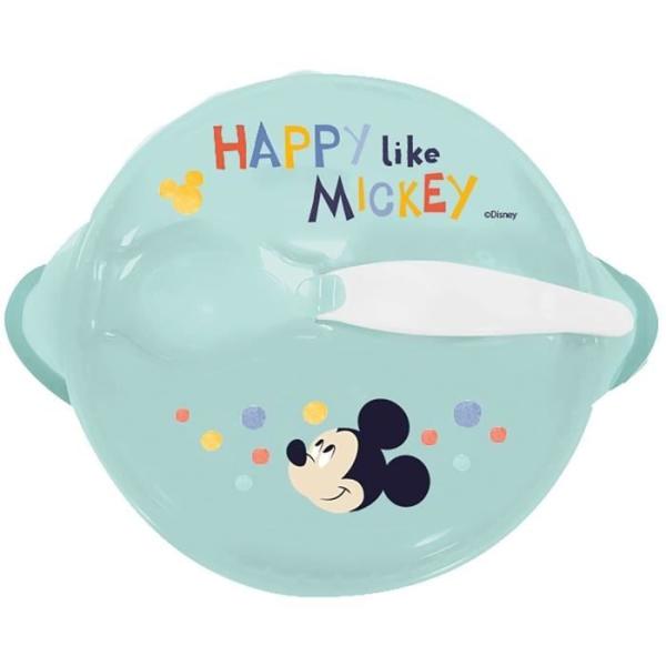 Bol a ventouse - THERMOBABY - Anti-dérapant - Avec couvercle et cuillere - Mickey Cool