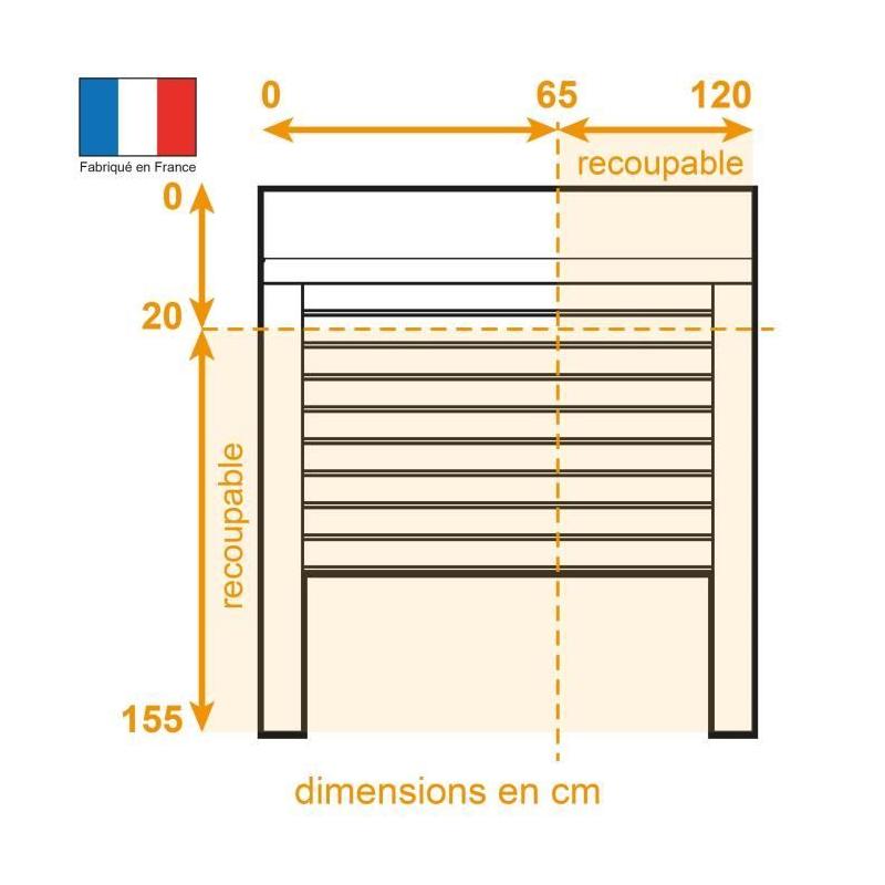 Volet roulant PVC Blanc H155 x L120 cm - Manoeuvre électrique radio