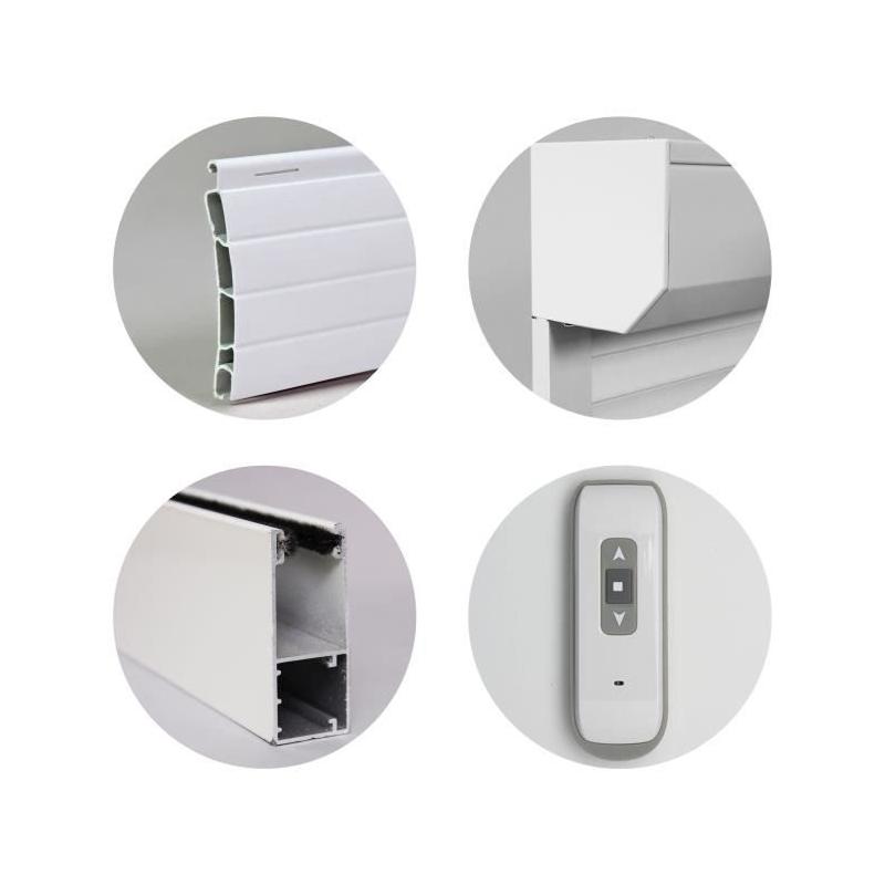 Volet roulant PVC Blanc H155 x L120 cm - Manoeuvre électrique radio