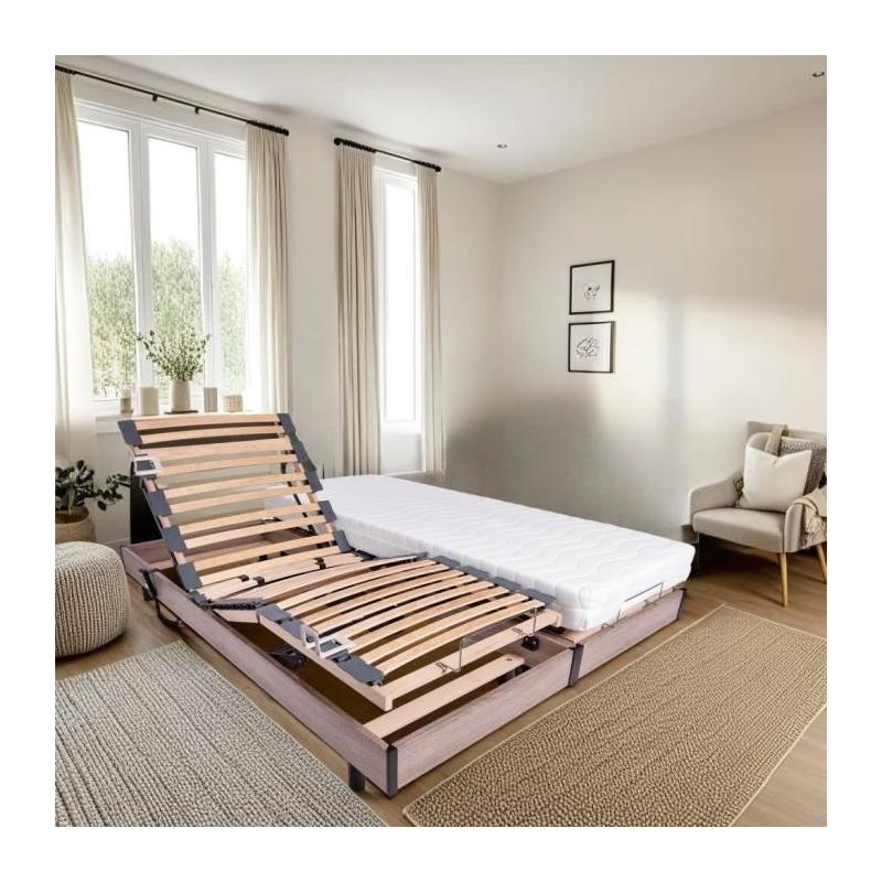 Ensemble relaxation matelas + sommiers électriques 2x90x200 - Fabrication française
