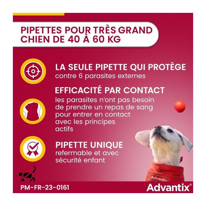 Advantix Chien 40-60kg: Solution Antiparasitaire 4 Pipettes