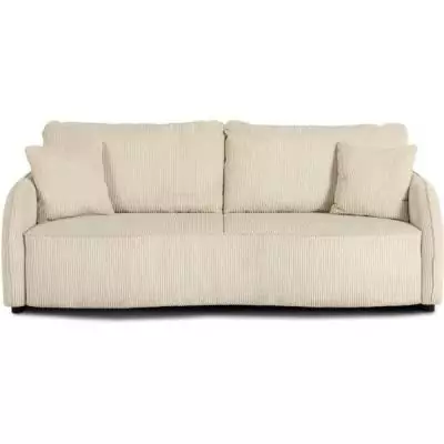 Canapé convertible 3 places BARI - Velours cotelé - Perle - Coffre de rangement Canapé convertible 3 places BARI - Velours cotelé - Perle - Coffre de rangement