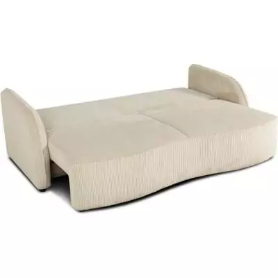 Canapé convertible 3 places BARI - Velours cotelé - Perle - Coffre de rangement Canapé convertible 3 places BARI - Velours cotelé - Perle - Coffre de rangement