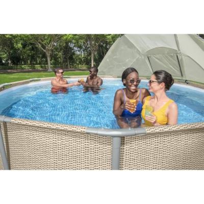 Auvent piscine ronde gris 305-549 cm - Pratique et élégant