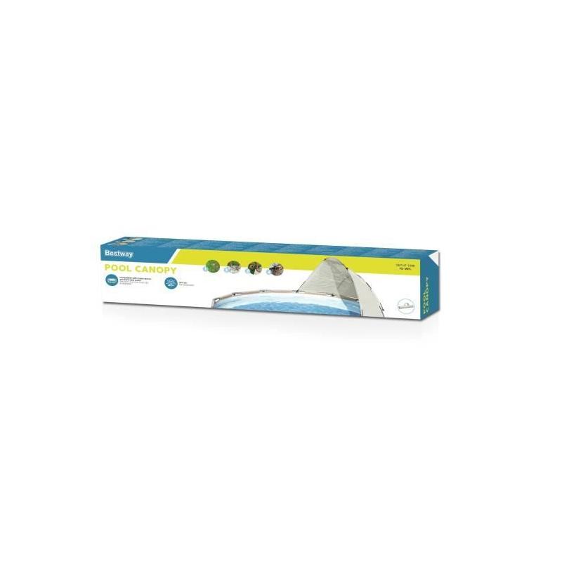 Auvent piscine ronde gris 305-549 cm - Pratique et élégant