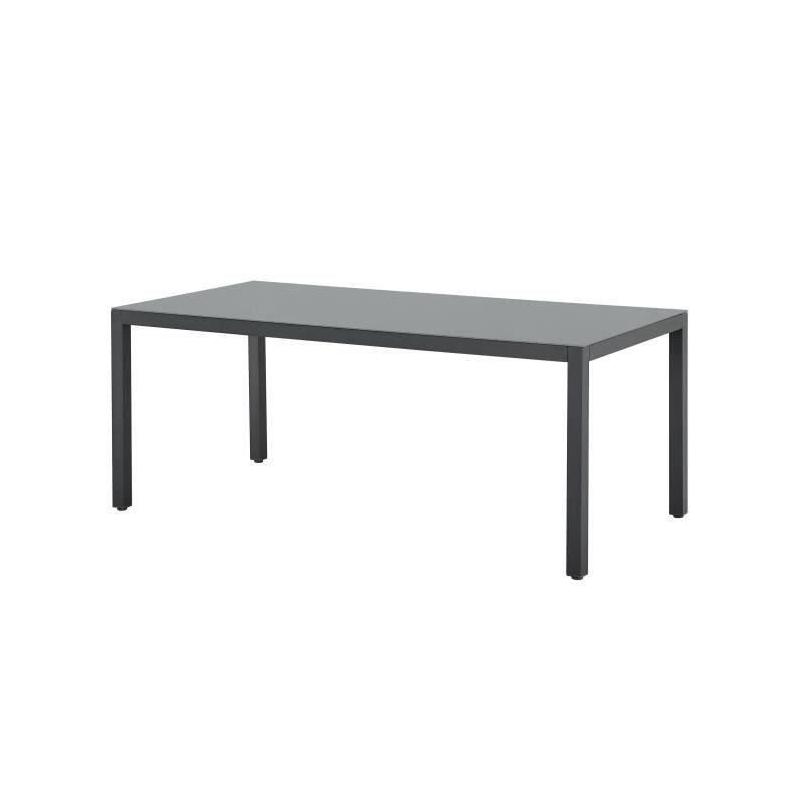 Ensemble repas de jardin : Table 180cm + 8 chaises - Aluminium & verre trempé - Gris