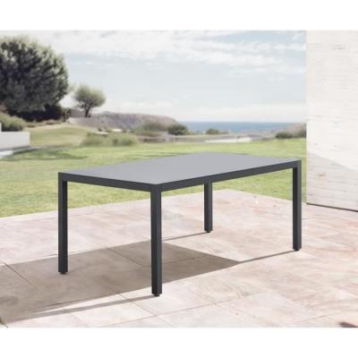 Ensemble repas de jardin : Table 180cm + 8 chaises - Aluminium & verre trempé - Gris