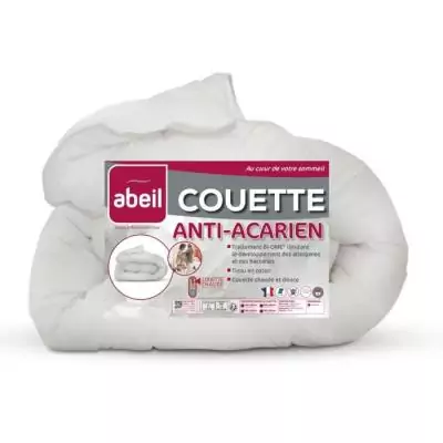 Couette anti-acariens 220x240cm - Chaude 400g/m² - Blanc ABEIL Couette anti-acariens 220x240cm - Chaude 400g/m² - Blanc ABEIL