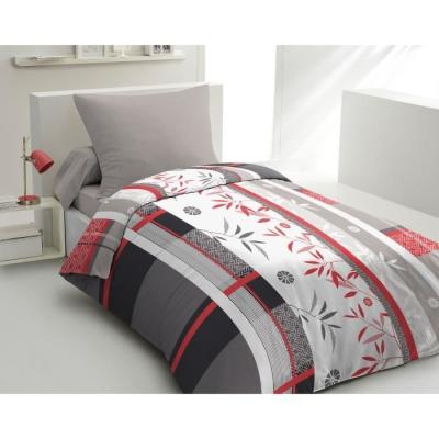 Parure de lit microfibre bleue - Shizuoka - Housse 140x200 cm + 1 taie - HOME LINGE PASSION