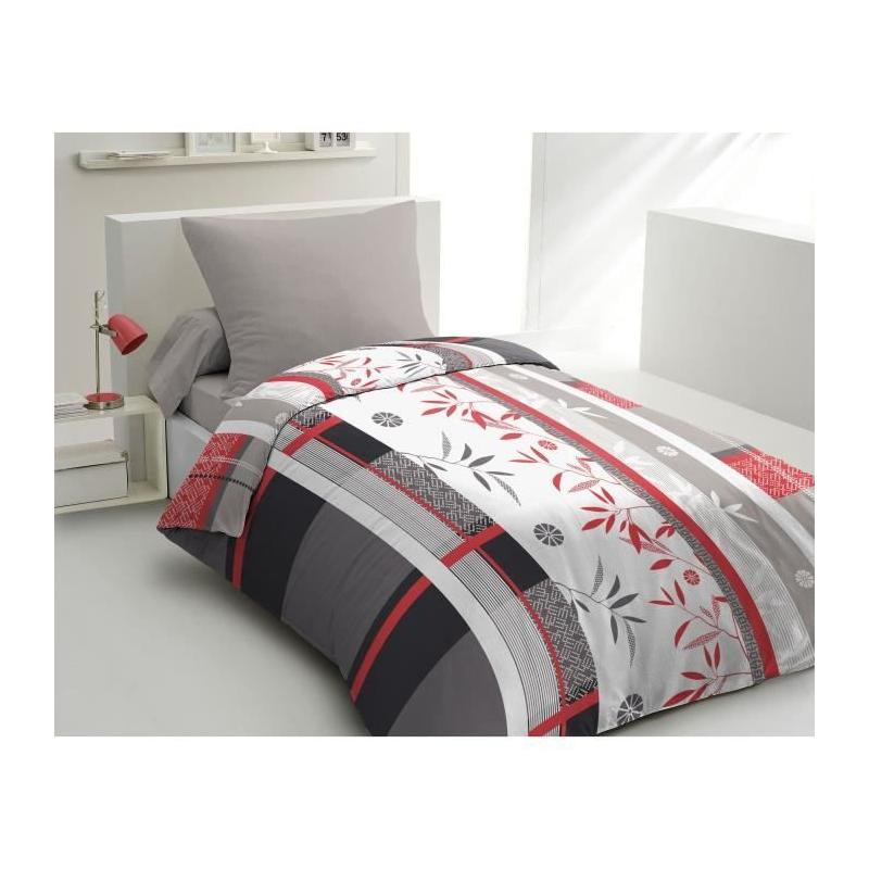 Parure de lit microfibre bleue - Shizuoka - Housse 140x200 cm + 1 taie - HOME LINGE PASSION