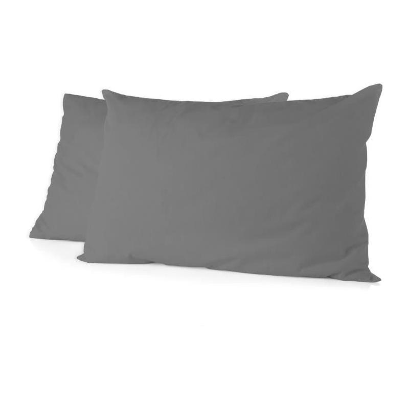 Lot de 2 taies d'oreiller HOME LINGE PASSION - Gris anthracite