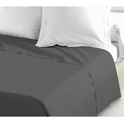 Drap Plat 100% coton 240x300 cm gris foncé - Confort et Élégance