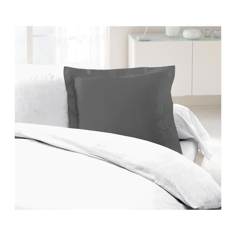Taies d'Oreillers 100% coton 63x63 cm - Gris foncé (Lot de 2)