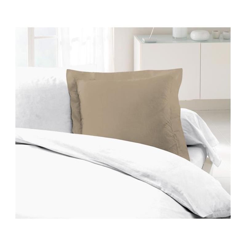 Ensemble de 2 Taies d'Oreillers 100% coton 63x63 cm - Beige