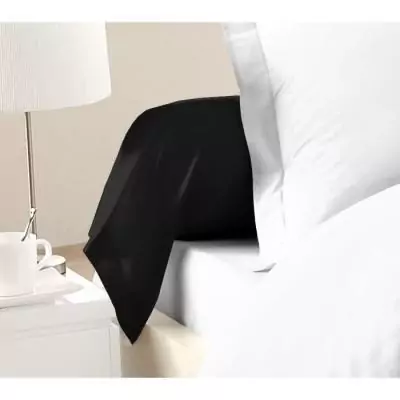 Taies de Traversin 100% coton noir - Lot de 2, 85x185 cm