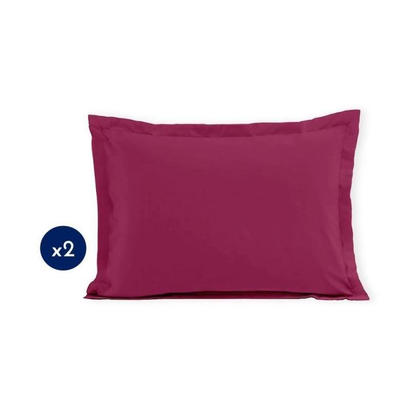Lot de 2 taies d'oreiller - LOVELY HOME - Fuchsia - 50 x 70 cm