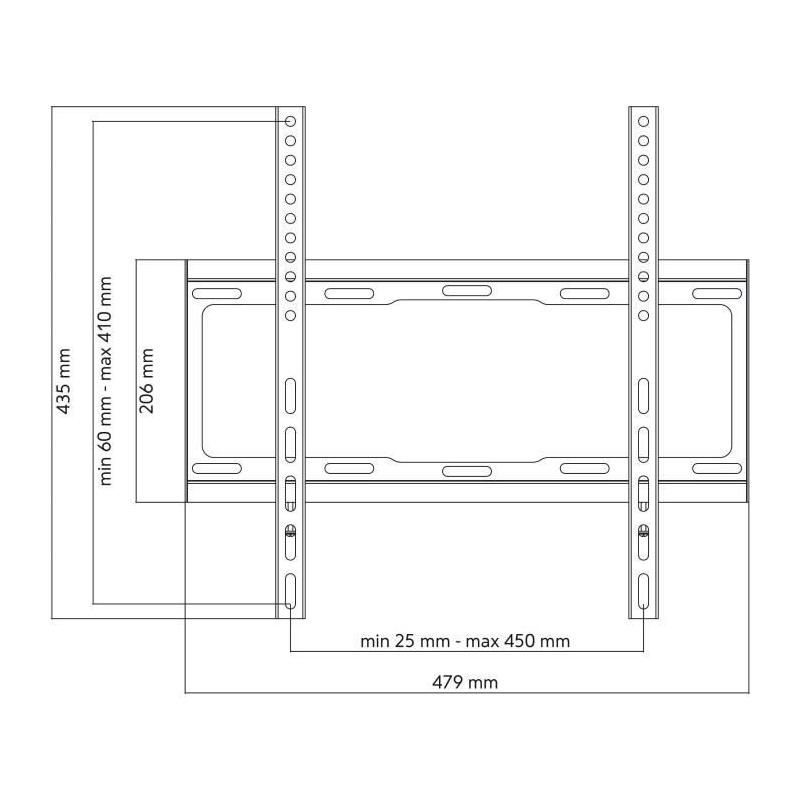 Support mural TV Ultra-fin pour écran 32-65'' - Max 100kg