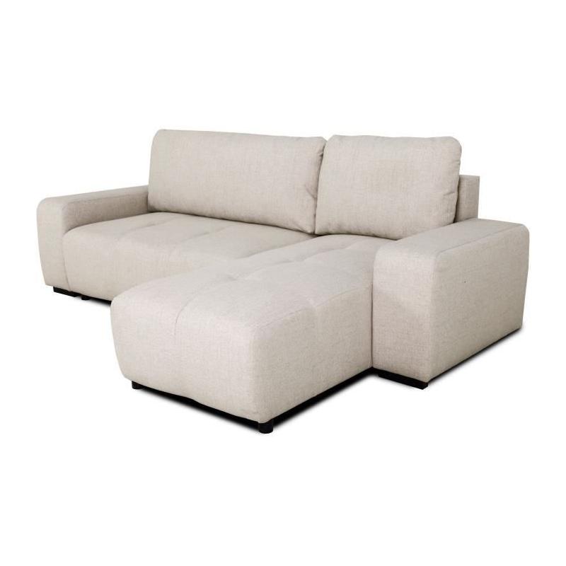 Canapé d'angle convertible réversible SIERRA - Beige - 160 x 82 x 243 cm