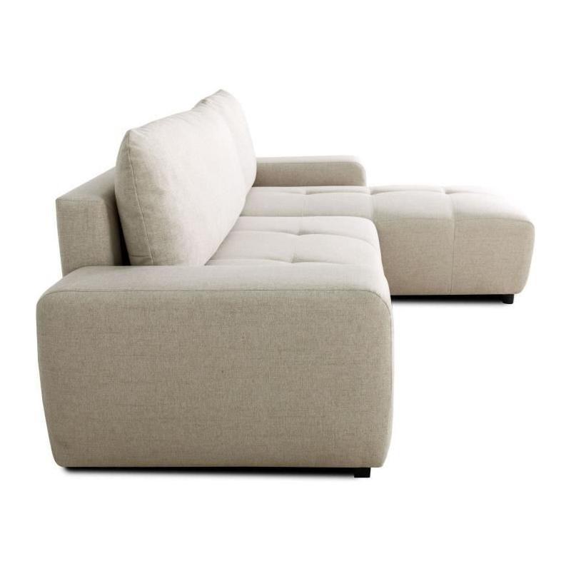 Canapé d'angle convertible réversible SIERRA - Beige - 160 x 82 x 243 cm