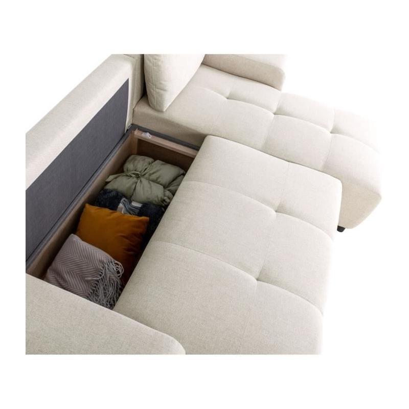 Canapé d'angle convertible réversible SIERRA - Beige - 160 x 82 x 243 cm